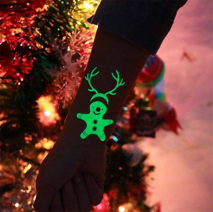 pegatinas tatuaje de navidad para niños que brillan en la os