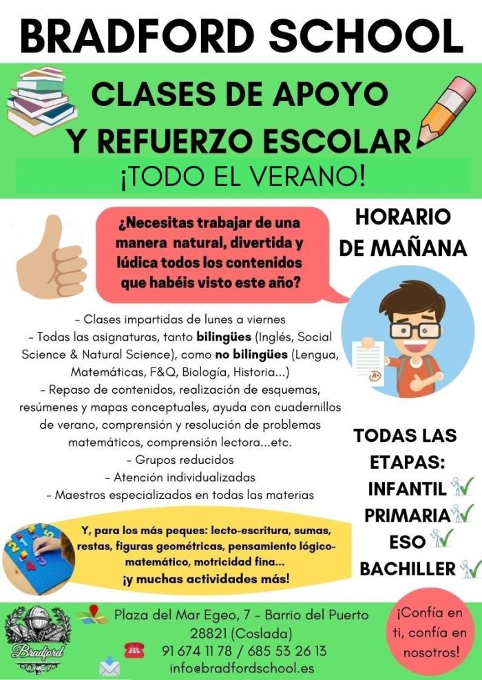 clases de apoyo escolar para verano